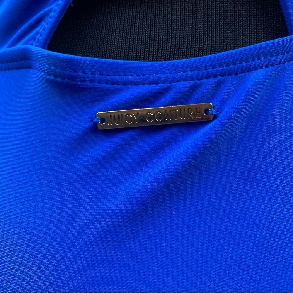 Juicy Couture Swimsuit 1 Piece High Neck Contrasting Binding JCPOP 442 Med Blue - Picture 5 of 11